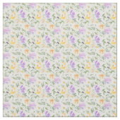 Tissu Roses Lavande Jaune Fond Blanc (Échantillon)
