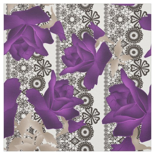 Tissu Roses rétro, violet (Échantillon)