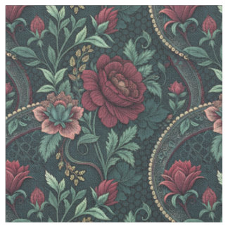 Tissu Roses Romantiques Sombres Motif Floral Gothique en