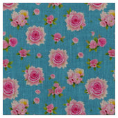Tissu Roses roses sur un fond bleu (Fermer)