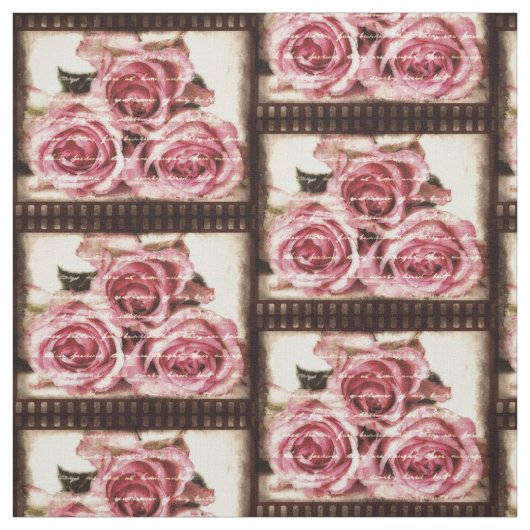 Tissu Roses roses vintages (Échantillon)