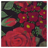Tissu Roses rouges d'aquarelle sur le noir, (Fermer)