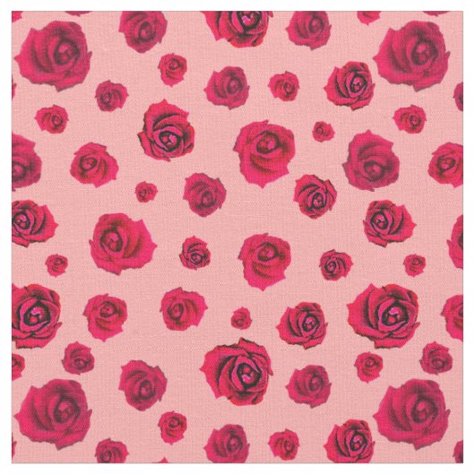 Tissu Roses rouges en rose (Fermer)