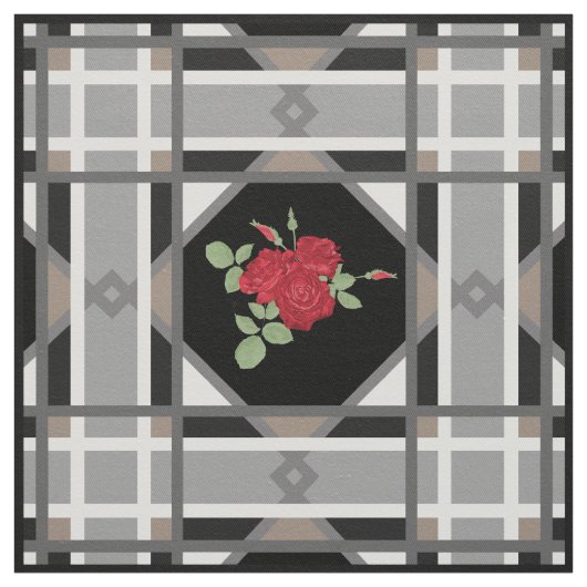 Tissu Roses rouges, rétro (Échantillon)