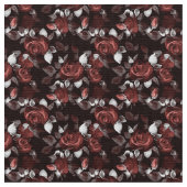 Tissu Roses rouges sur noir (Fermer)