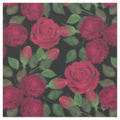 Tissu Roses rouges sur noir. (Fermer)