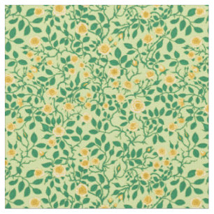 Tissu Roses sauvages en jaune et vert