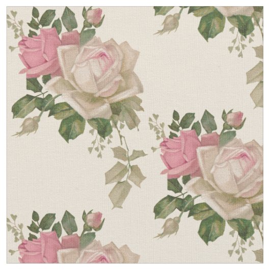 Tissu Roses vintages rose et crème (Fermer)