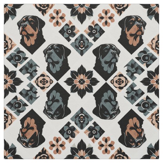 Tissu Rottweiler Floral Geometric Pattern (Échantillon)