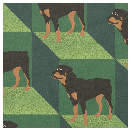 Tissu Rottweiler sur les cubes verts (Fermer)