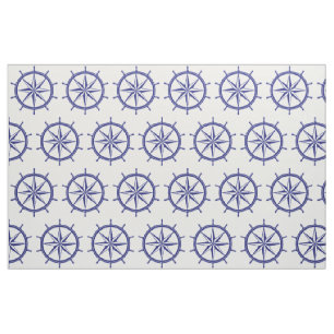 Tissu Roue bleue et blanche nautique de bateau