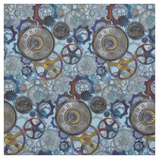 Tissu Roues Steampunk engrenages cogs regarder face moti (Échantillon)