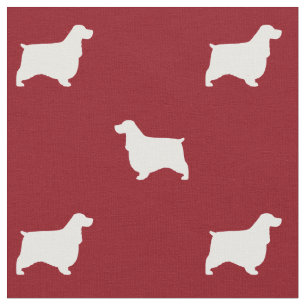 Tissu Rouge anglais de motif de silhouettes de cocker