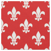 Tissu Rouge, Blanc Fleur De Lis Motif (Fermer)