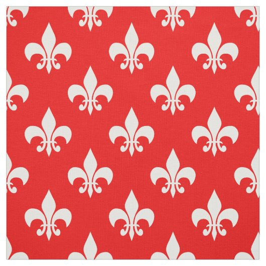 Tissu Rouge Blanc Fleur de lis Textile (Échantillon)