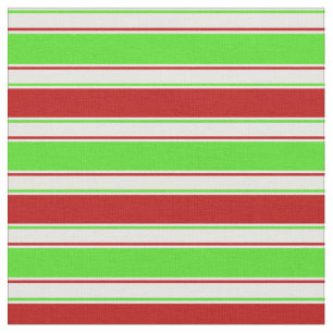 Tissu Rouge, Blanc, Vert Coloré Lignes Thématiques de No