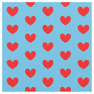 Tissu Rouge Bleu amour Coeur Motif