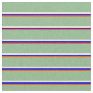 Tissu Rouge, Bleu, Beige et Vert mer foncé