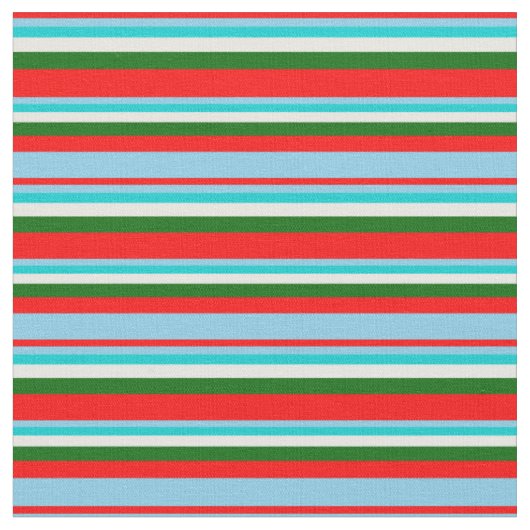 Tissu Rouge, bleu ciel, turquoise foncé, blanc et vert f (Fermer)
