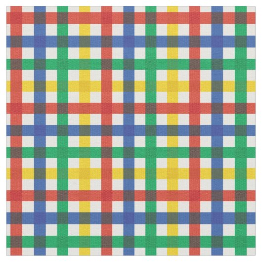 Tissu Rouge, Bleu, Vert et Jaune Plaid Arc-en-ciel (Fermer)