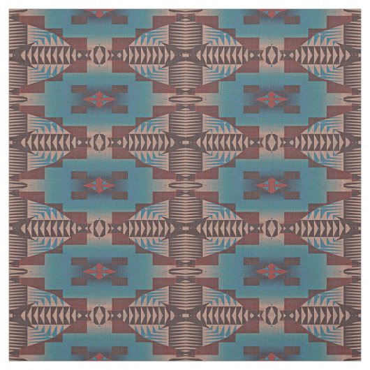 Tissu Rouge Brown Bleu Vert Éclectique Ethique (Échantillon)