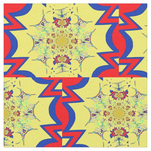 Tissu Rouge choquant Beau Bleu Classique Design crémeux (Fermer)