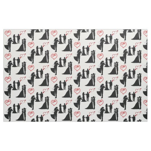 Tissu rouge de coeurs de jeunes mariés de (Fat Quarter)
