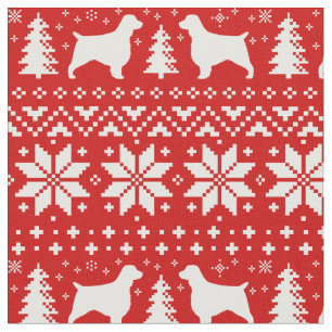 Tissu Rouge de motif de Noël de springers spaniels de