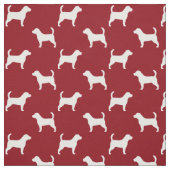 Tissu Rouge de motif de silhouettes de beagle (Échantillon)