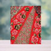 Tissu rouge éclatant avec floral complexe et (Neutre)