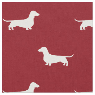 Tissu Rouge et blanc de motif de silhouettes de chien de