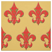 Tissu Rouge et Green Fleur de Lis Fabric (Échantillon)