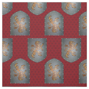 Tissu Rouge Fleurs de lion de bouclier en métal