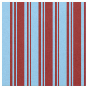 Tissu Rouge foncé et ciel bleu clair Lignes de couleur M