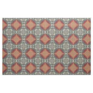 Tissu Rouge foncé Orange Taupe Beige Brown gris ethnique