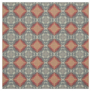 Tissu Rouge foncé Orange Taupe Beige Brown gris ethnique