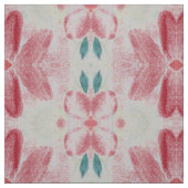 Tissu Rouge grange Floral avec turquoise (Échantillon)