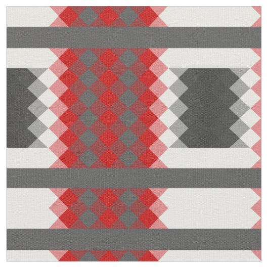 Tissu rouge gris et blanc géométrique (Fermer)