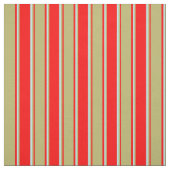 Tissu Rouge, kaki foncé et rayures turquoise (Échantillon)