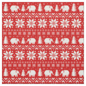 Tissu Rouge mignon de motif de Noël d'éléphants (Échantillon)