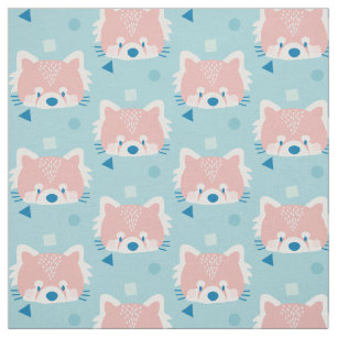 Tissu Rouge Motif Panda bleu moderne