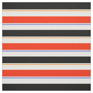 Tissu Rouge Noir Blanc Grilles Lignes Design Motif