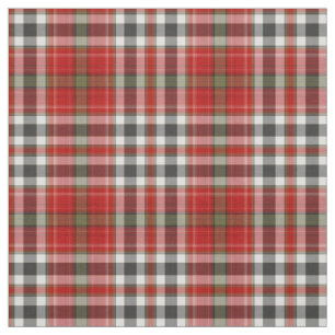 Tissu Rouge noir blanc vert gris Tartan Plaid