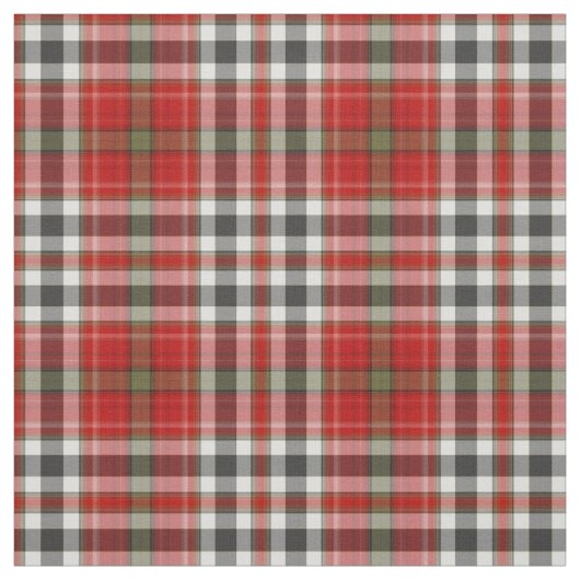 Tissu Rouge noir blanc vert gris Tartan Plaid (Échantillon)