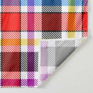 Tissu Rouge Noir Multicolore Flannel Plaid Tartan Design