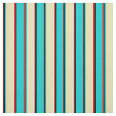 Tissu Rouge, Noir, Turquoise foncé, Tan & Blanc Motif (Échantillon)