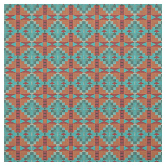 Tissu Rouge Orange Turquoise Turquoise Vert Éthique (Échantillon)