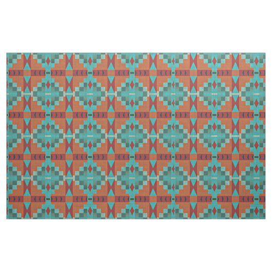 Tissu Rouge Orange Turquoise Turquoise Vert Éthique (Fat Quarter)
