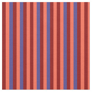 Tissu Rouge, rouge foncé et bandes bleu ardoise foncé