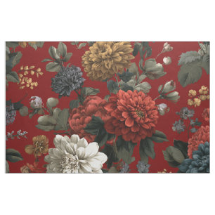 Tissu Rouge Rustique Botanique Bold Vintage Boho Floral